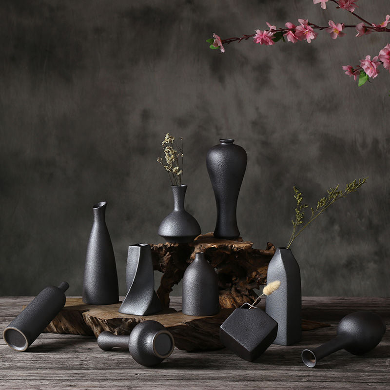 Ceramic Flower Vase Porcelain Black