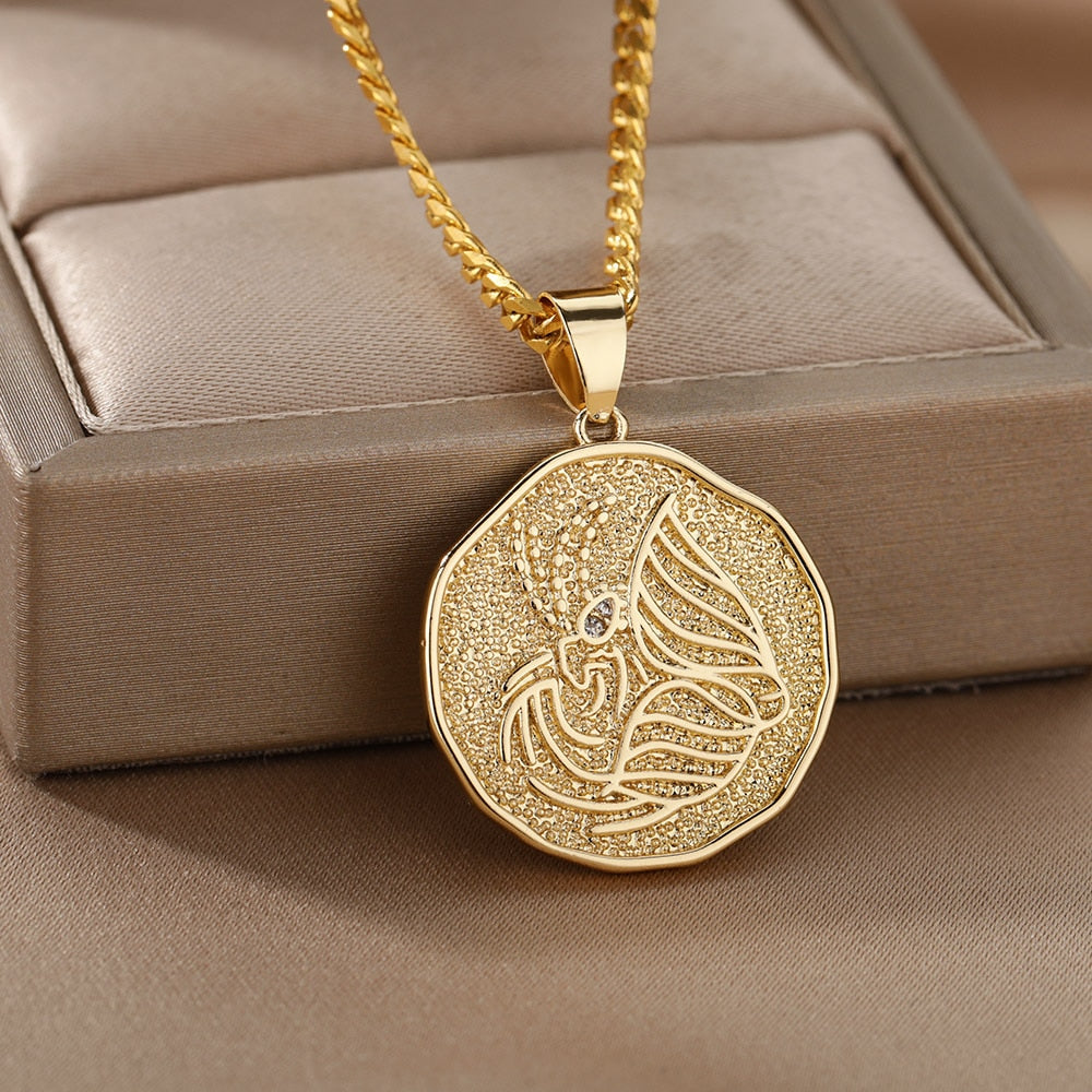 Astrological Sign Coin Pendant Necklace